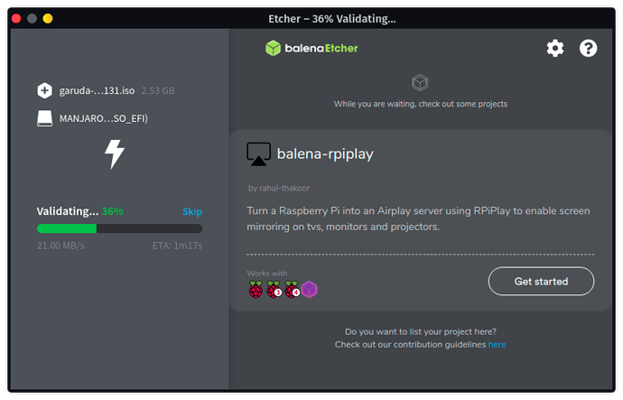 Screenshot_Etcher – 36% Validating..._1
