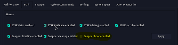 Garuda_Assistant_Btrfs_Snapper_boot_enabled