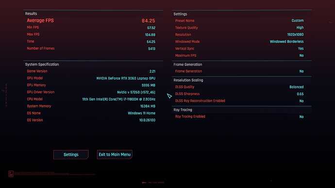 Cyberpunk 2077, Win11, RTX off