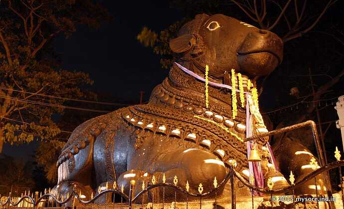 Nandi-Shrine-at-Night-Mysore