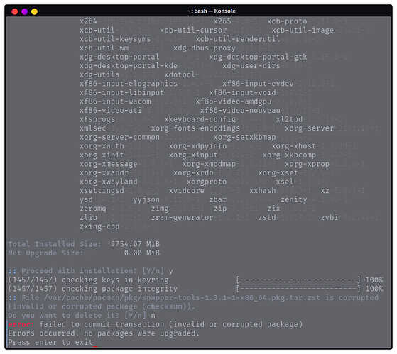 Snapper invalid checksum breaks reinstall garuda 051225 1