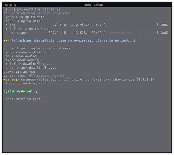 Snapper invalid checksum breaks reinstall garuda 051225 2