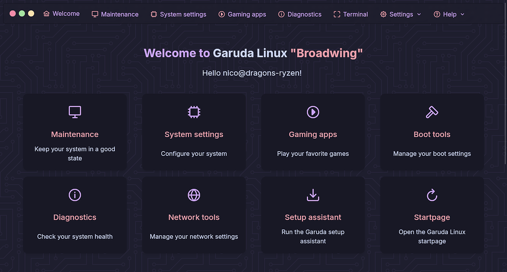 Garuda Linux "Broadwing" (250308)